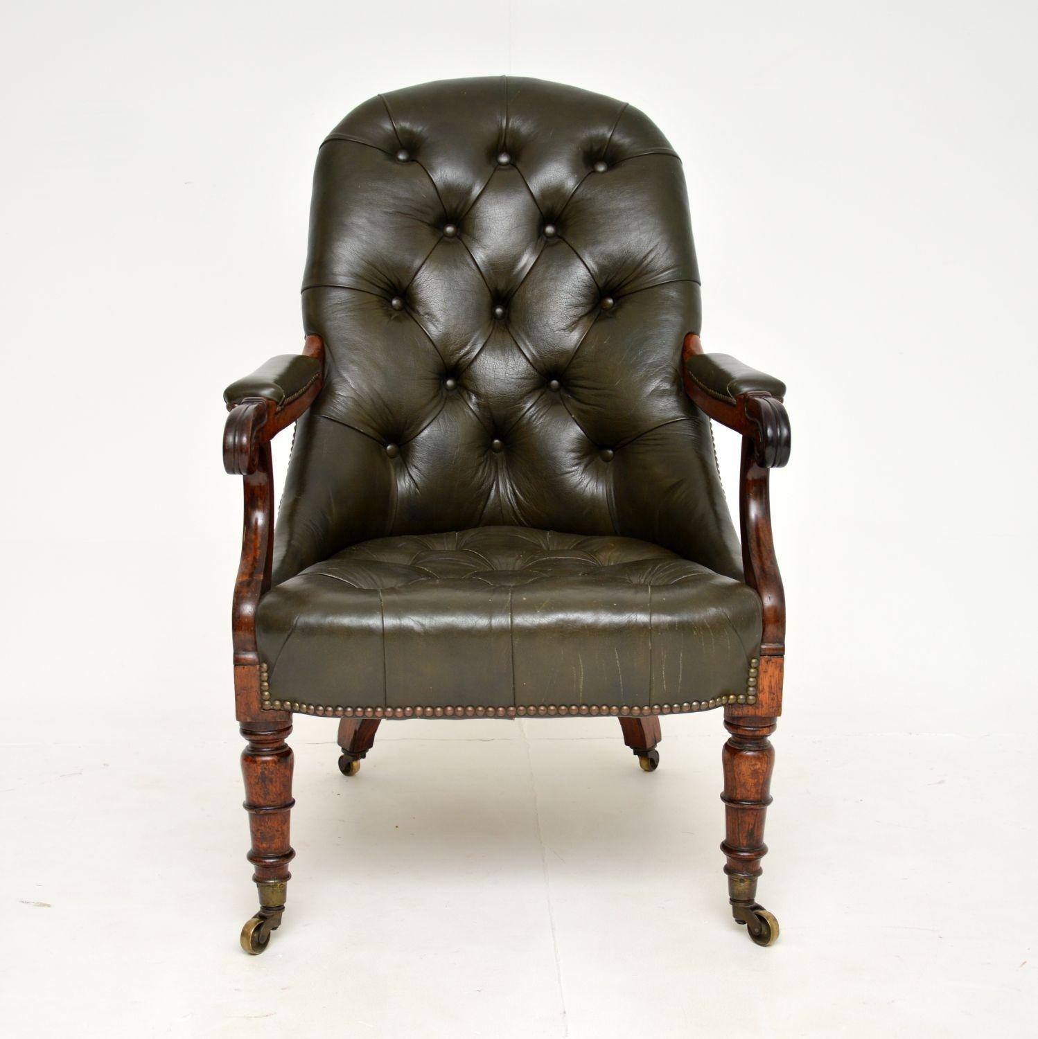 British Antique William IV Leather Armchair
