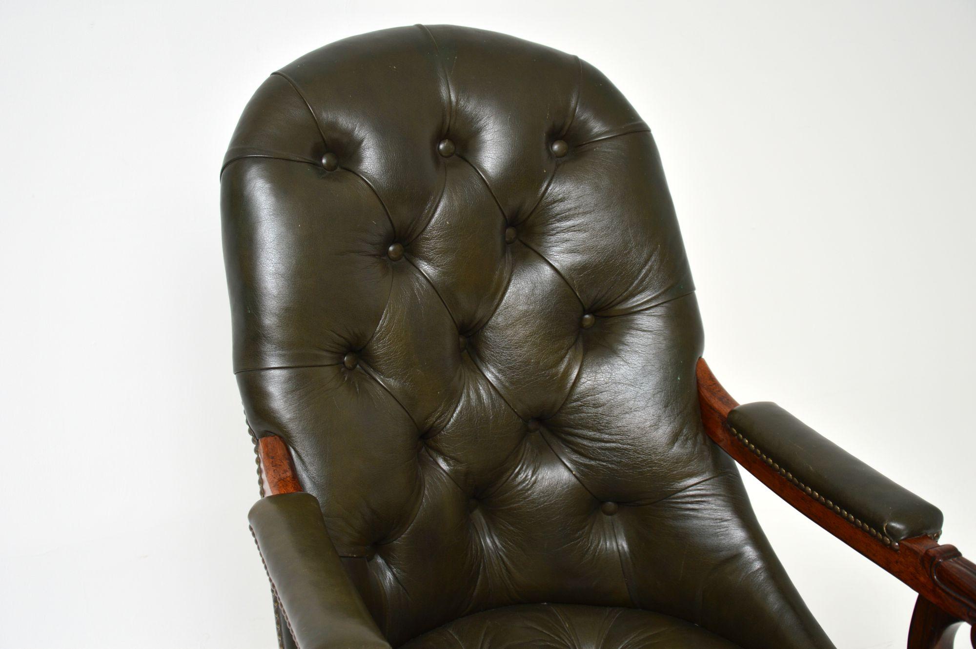 Mid-19th Century Antique William IV Leather Armchair