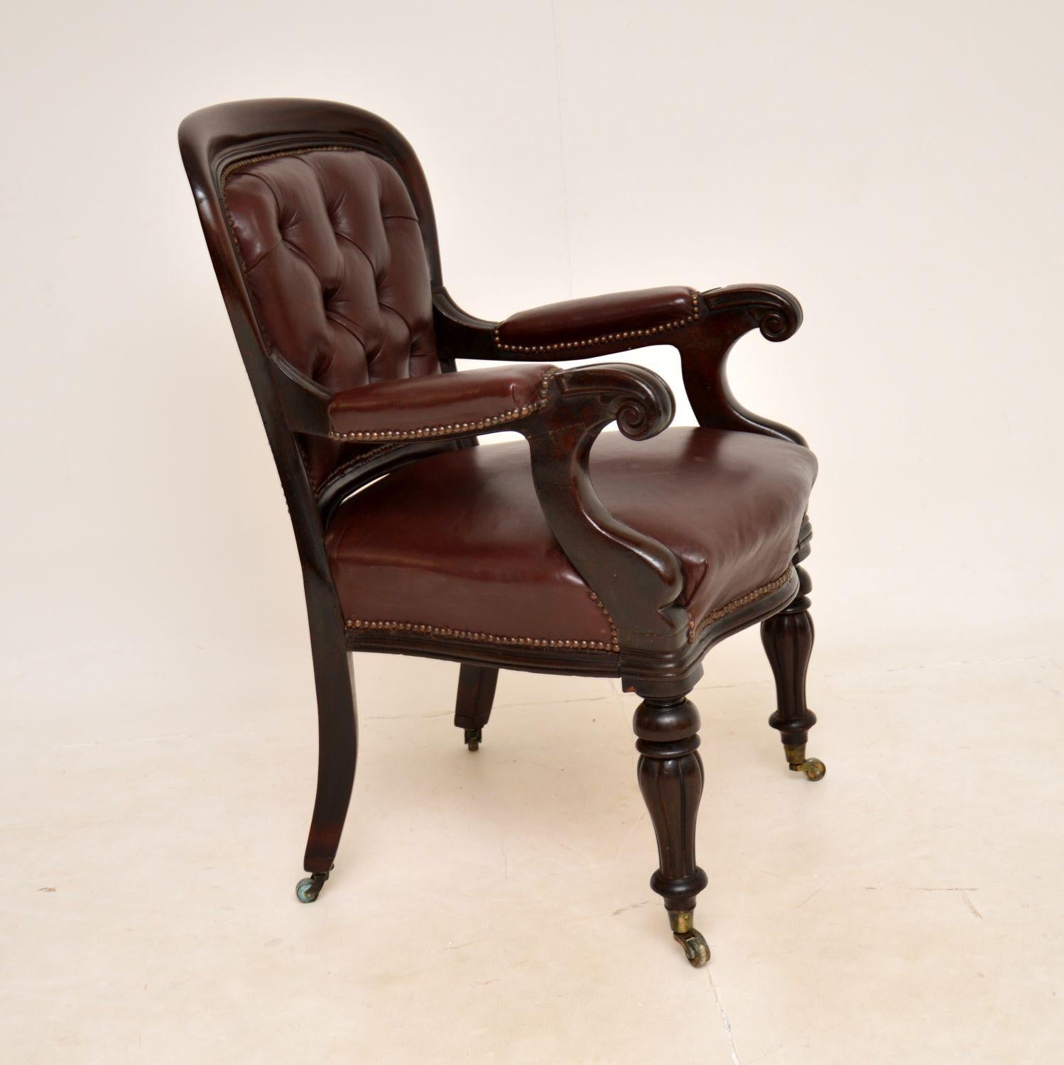 British Antique William IV Leather Desk Chair