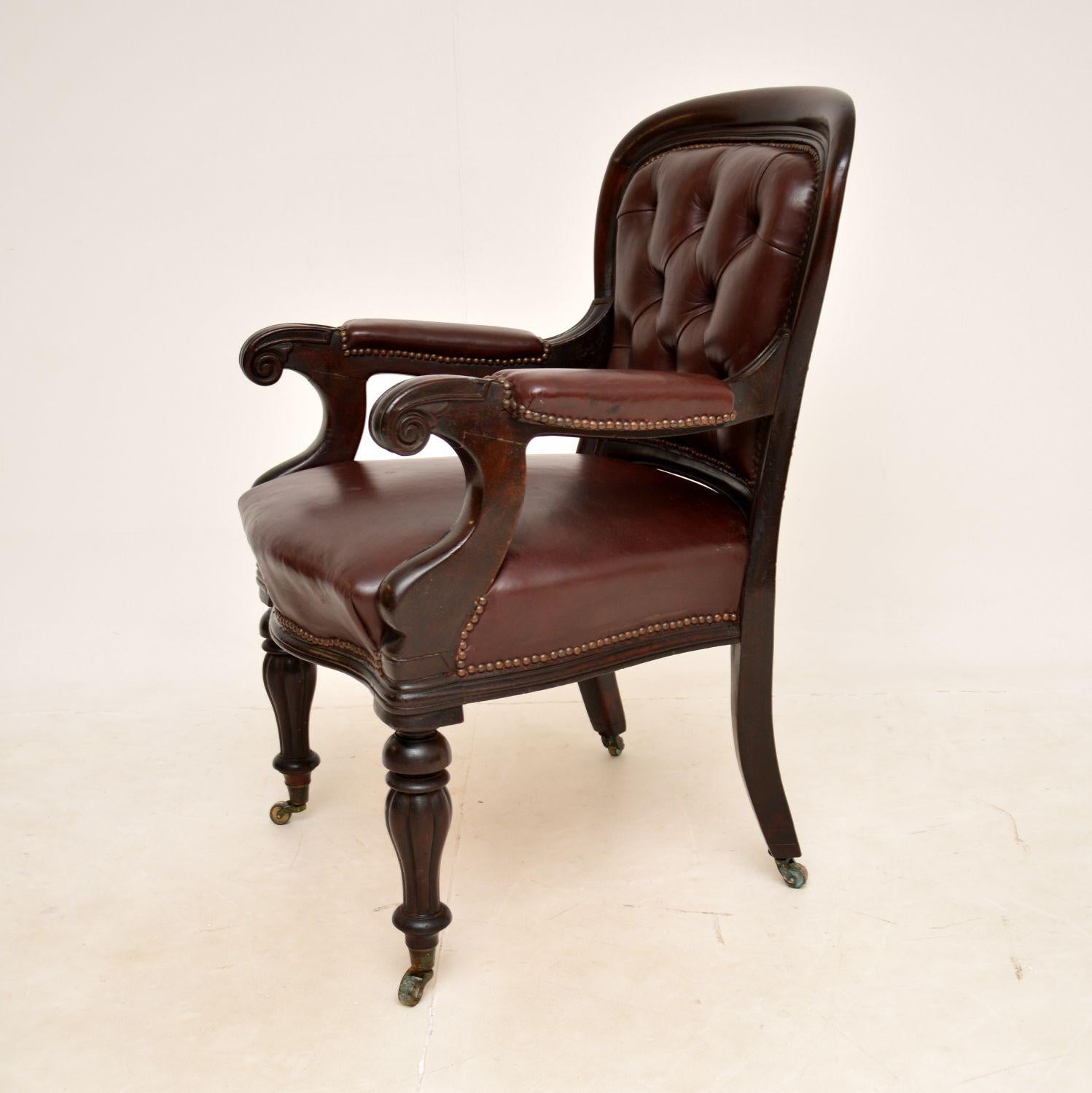 Antique William IV Leather Desk Chair In Good Condition In London, GB