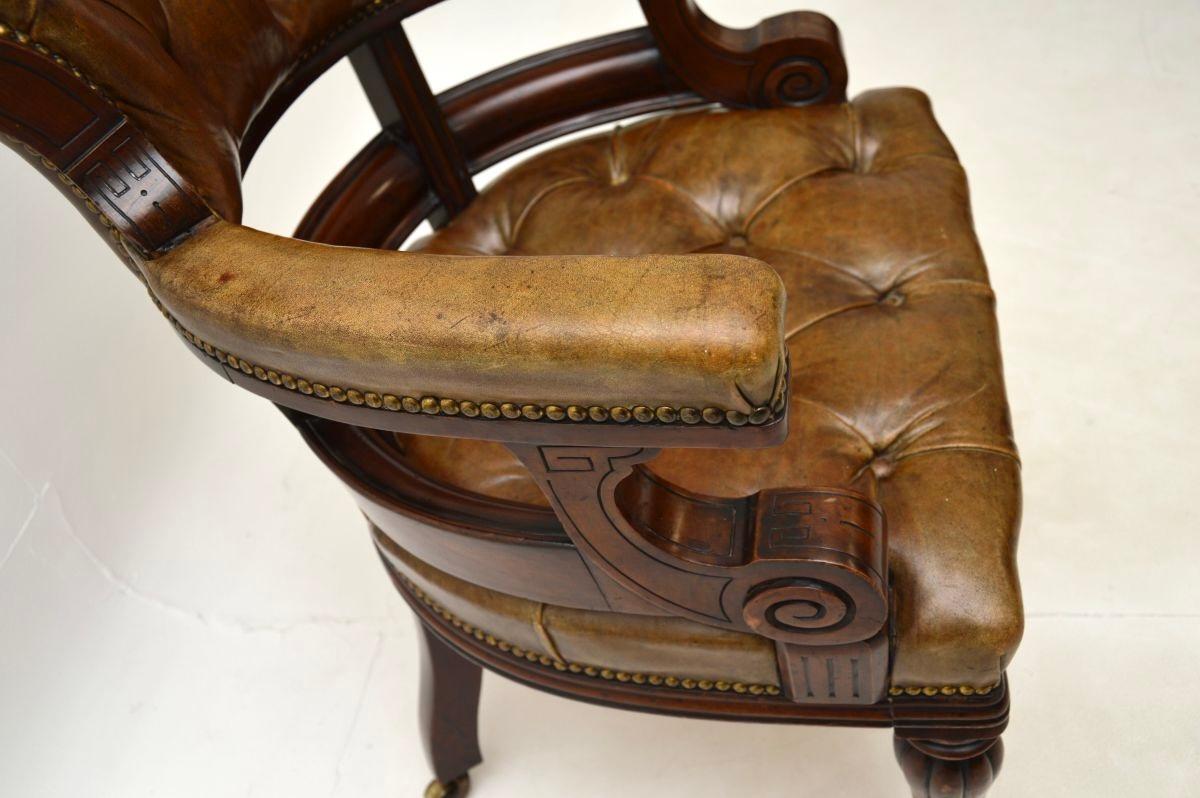 Antique William IV Leather Desk Chair For Sale 1