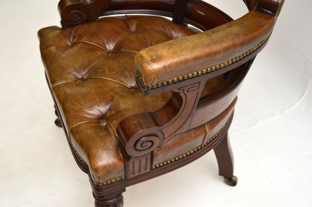 Antique William IV Leather Desk Chair For Sale 2