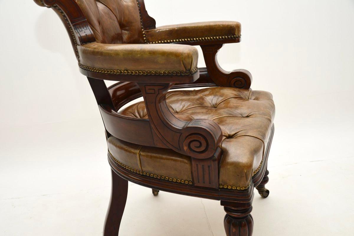 Antique William IV Leather Desk Chair For Sale 3