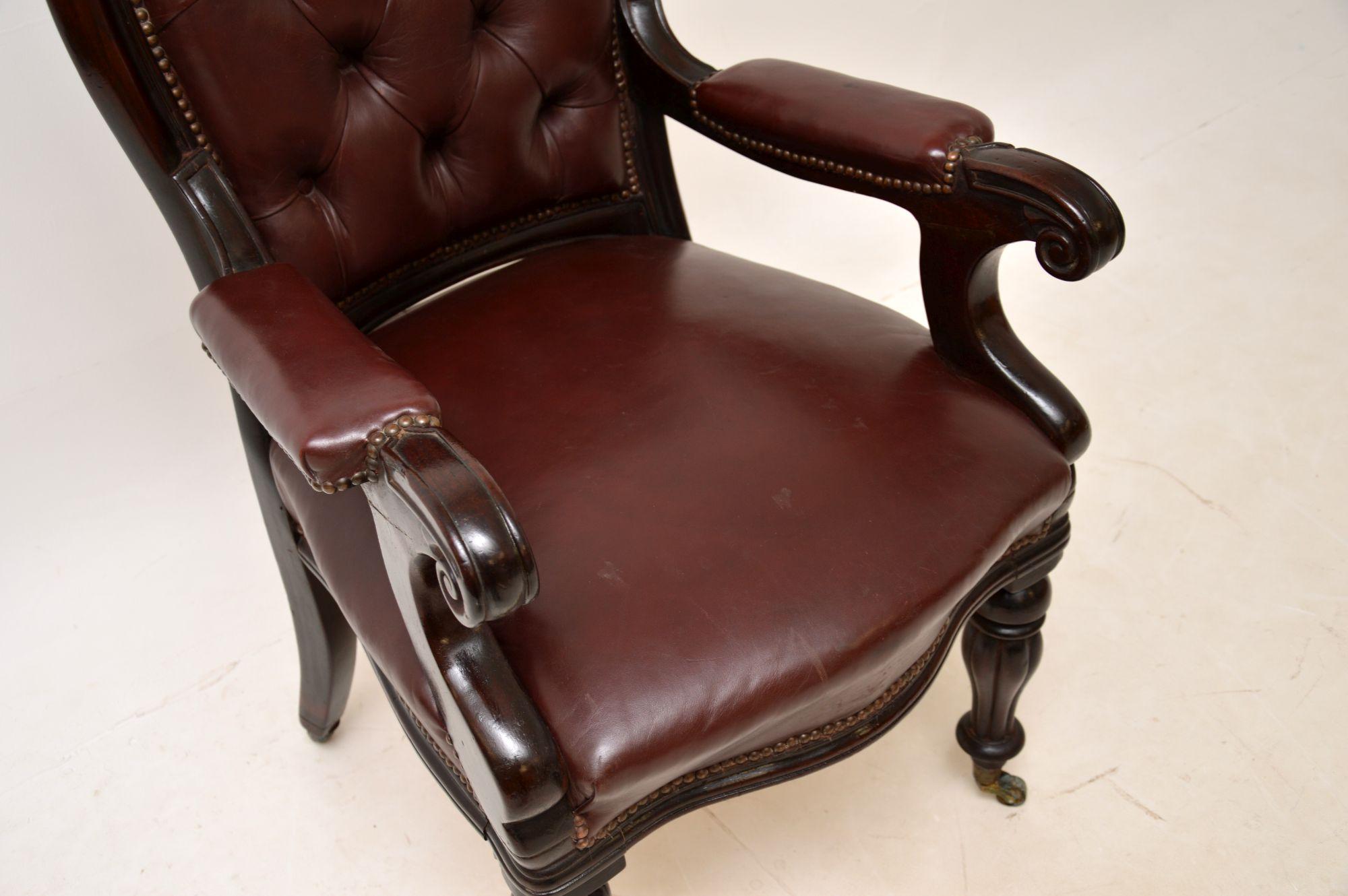 Antique William IV Leather Desk Chair 4