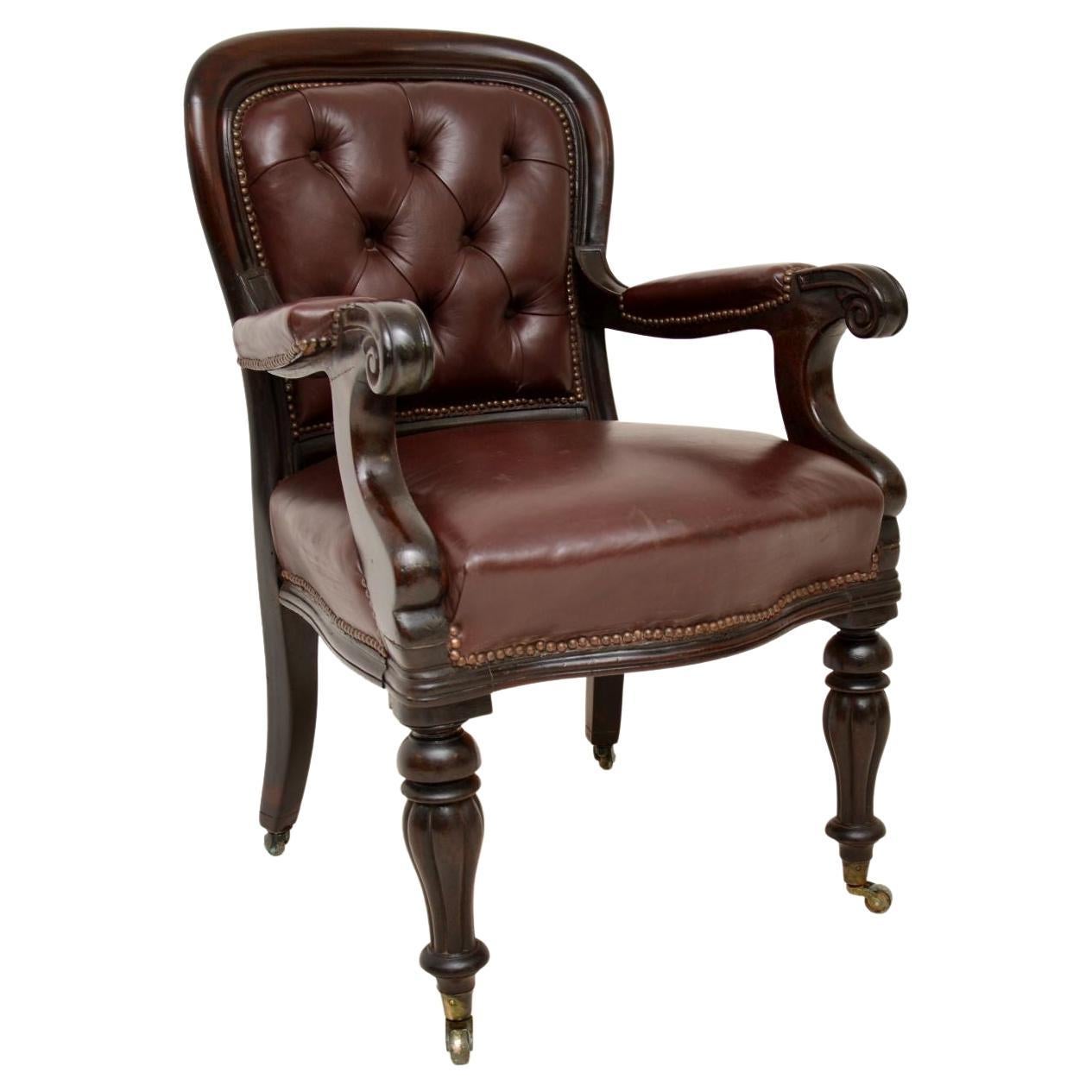 Antique William IV Leather Desk Chair