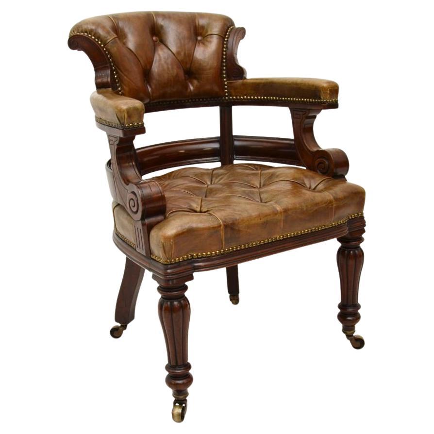Antique William IV Leather Desk Chair