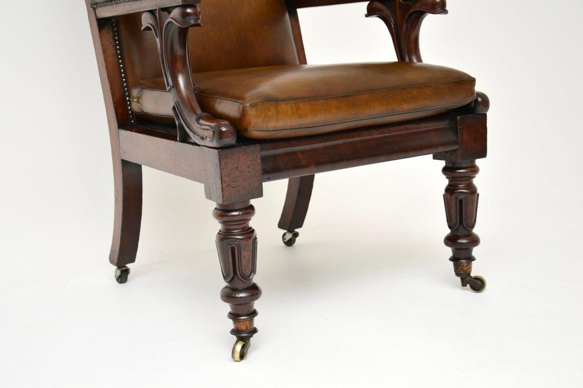 Antiker William IV Leder Bibliothekssessel im Angebot 4
