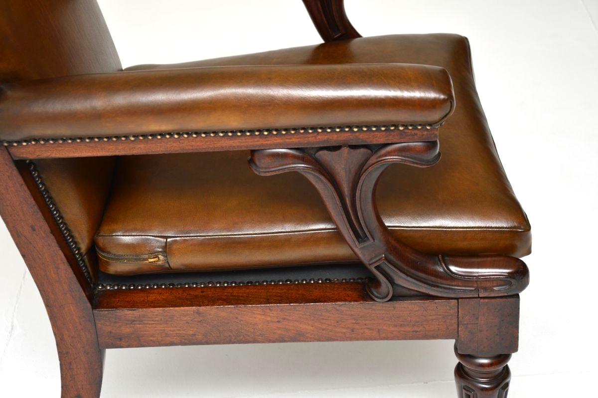 Antiker William IV Leder Bibliothekssessel im Angebot 2
