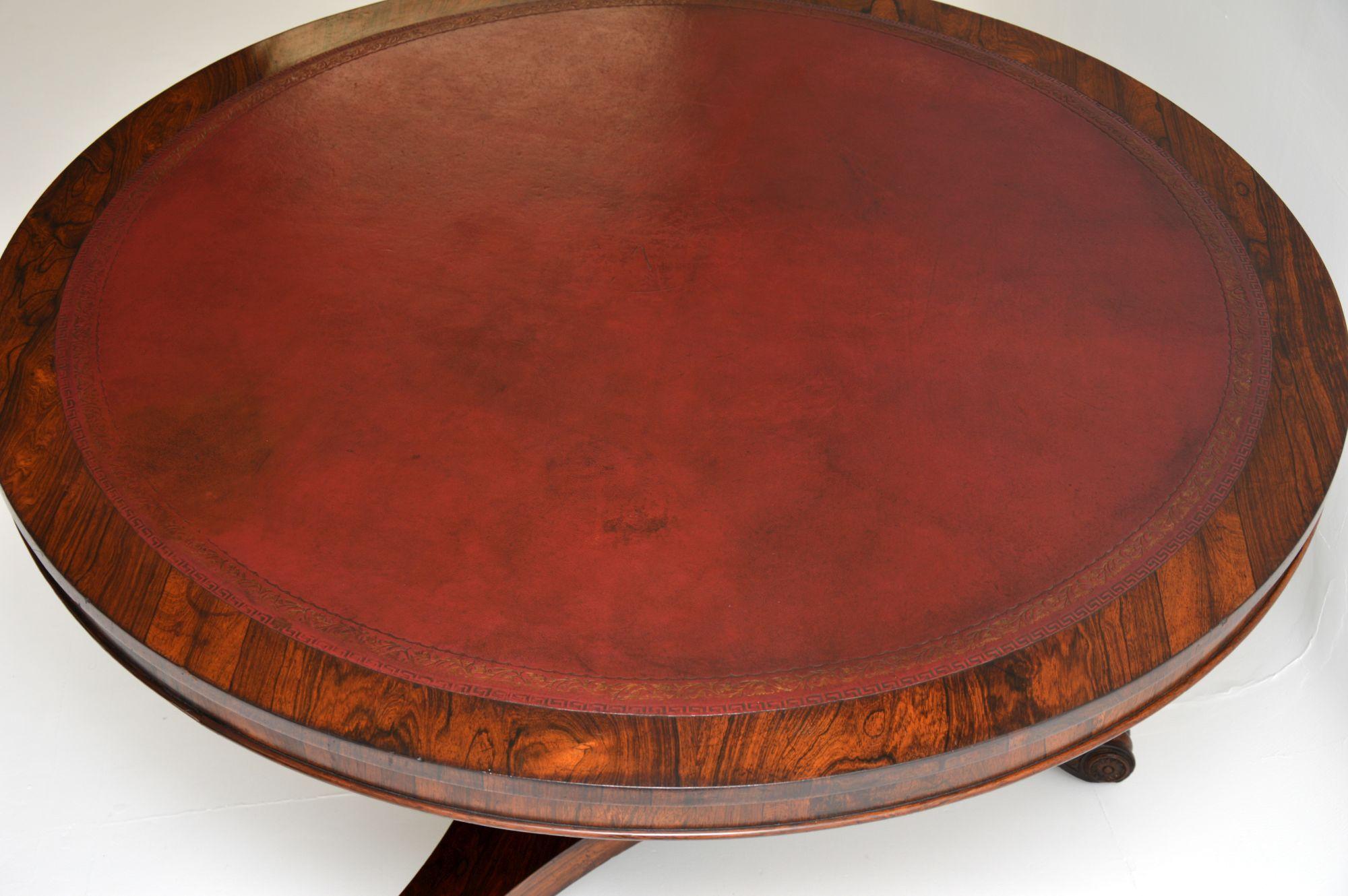 19th Century Antique William IV Leather Top Drum, Dining or Centre Table