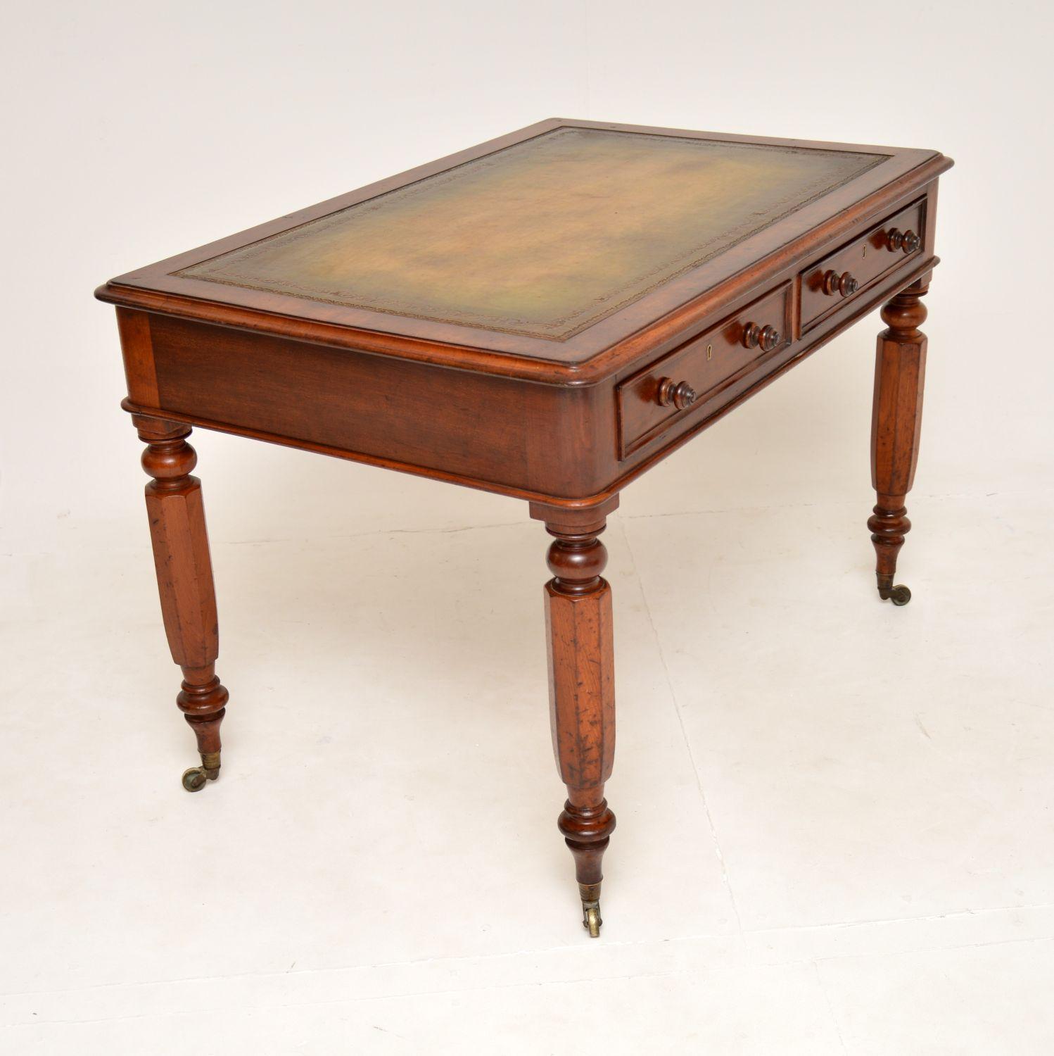 English Antique William IV Leather Top Writing Table / Desk For Sale