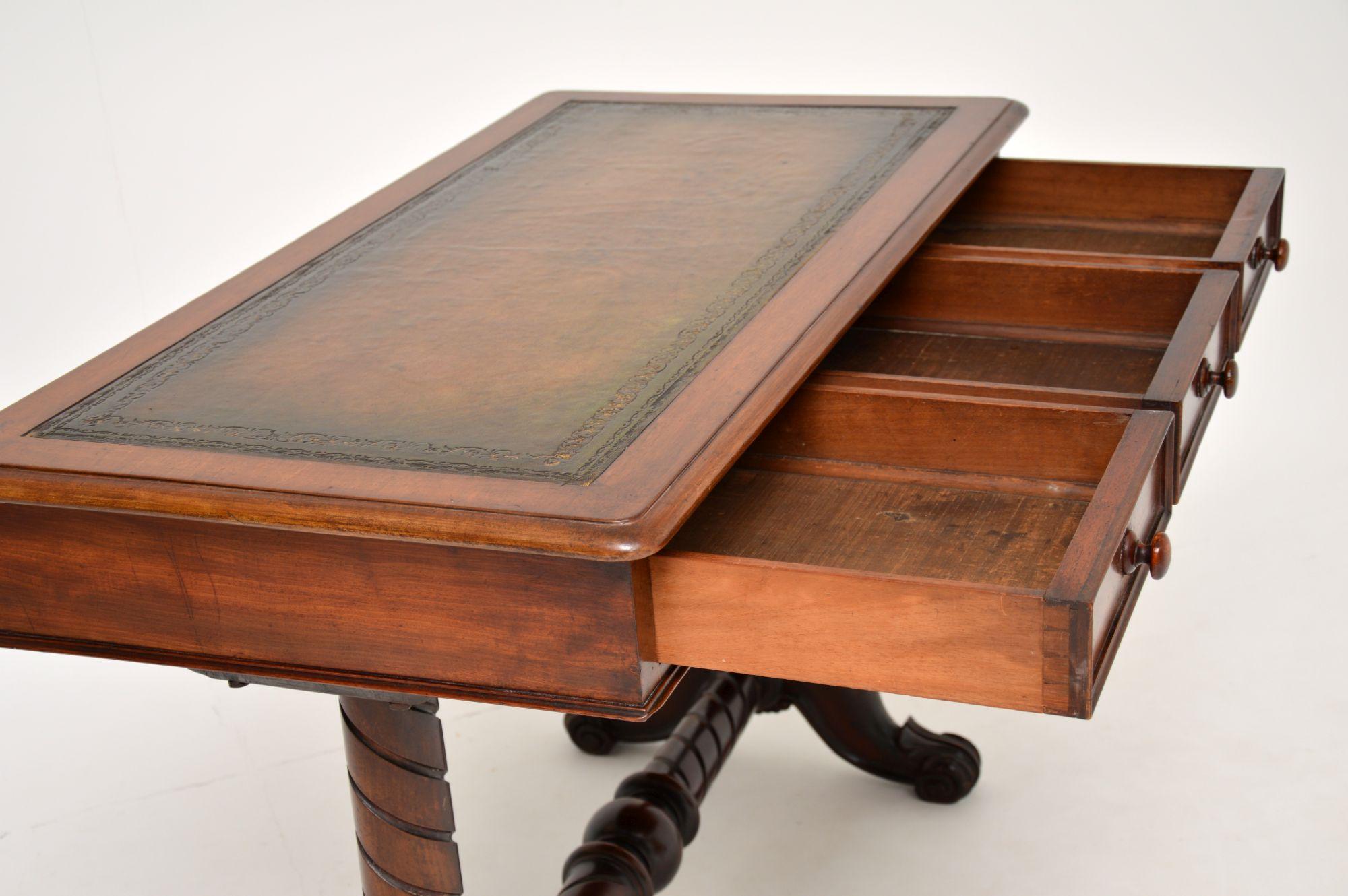  Antique William IV Leather Writing Table / Desk For Sale 4