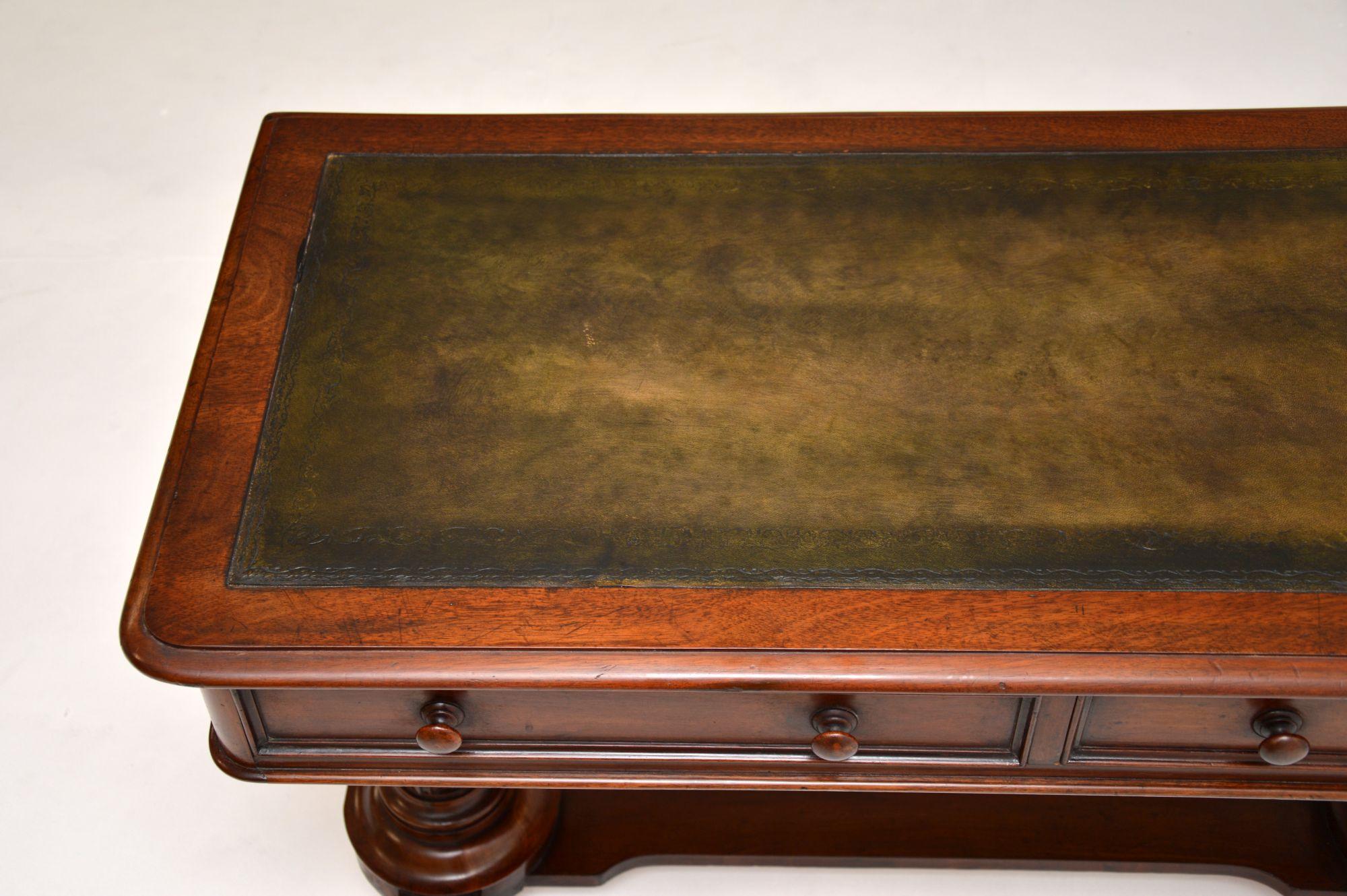 Leather Antique William IV Library Table / Desk