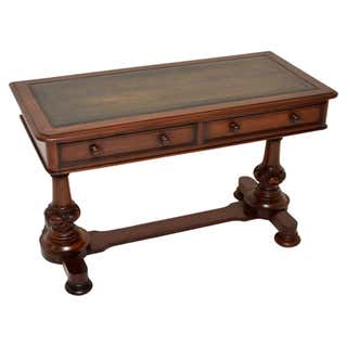 Antique Hand-Carved Library Table Desk from Denmark Painted Black at ...