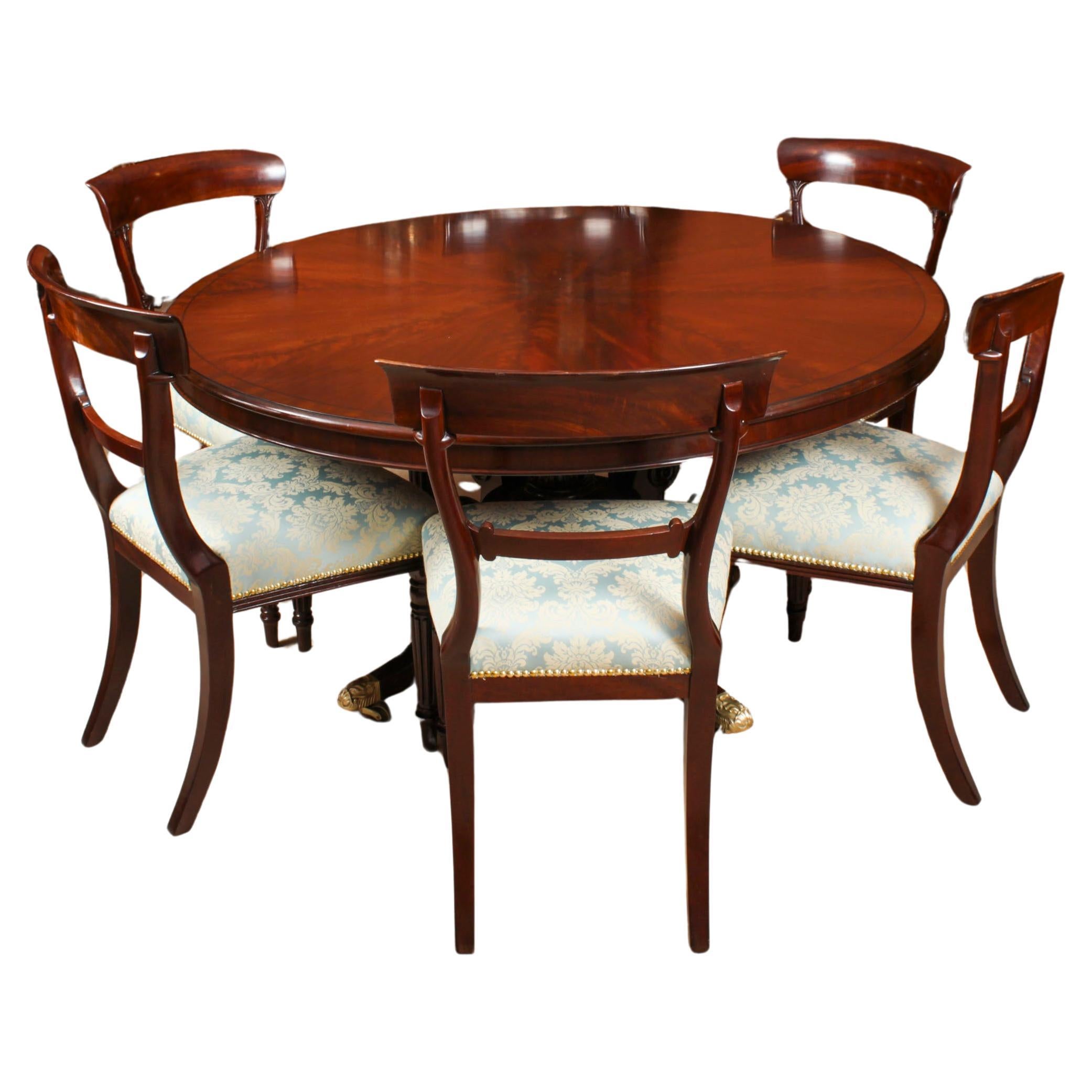 Antique William IV Loo Dining Table & 6 chairs 19th Century