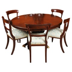 Vintage William IV Loo Dining Table & 6 chairs 19th Century