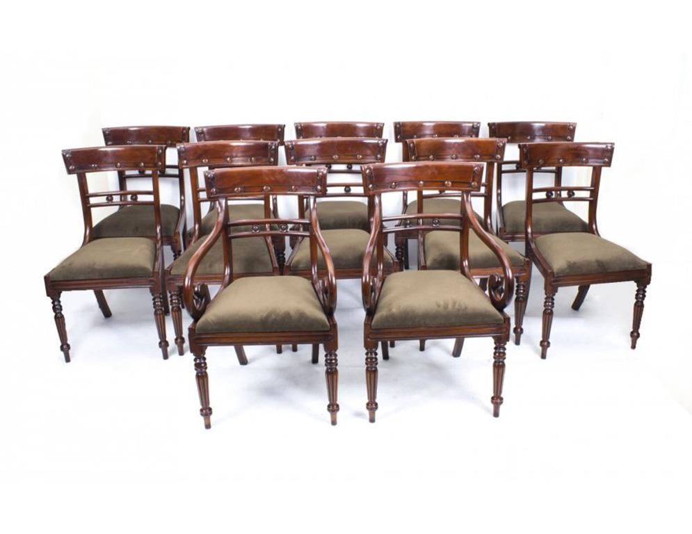 Antique William IV Mahogany Dining Table and 10 Chairs, 19th Century 6