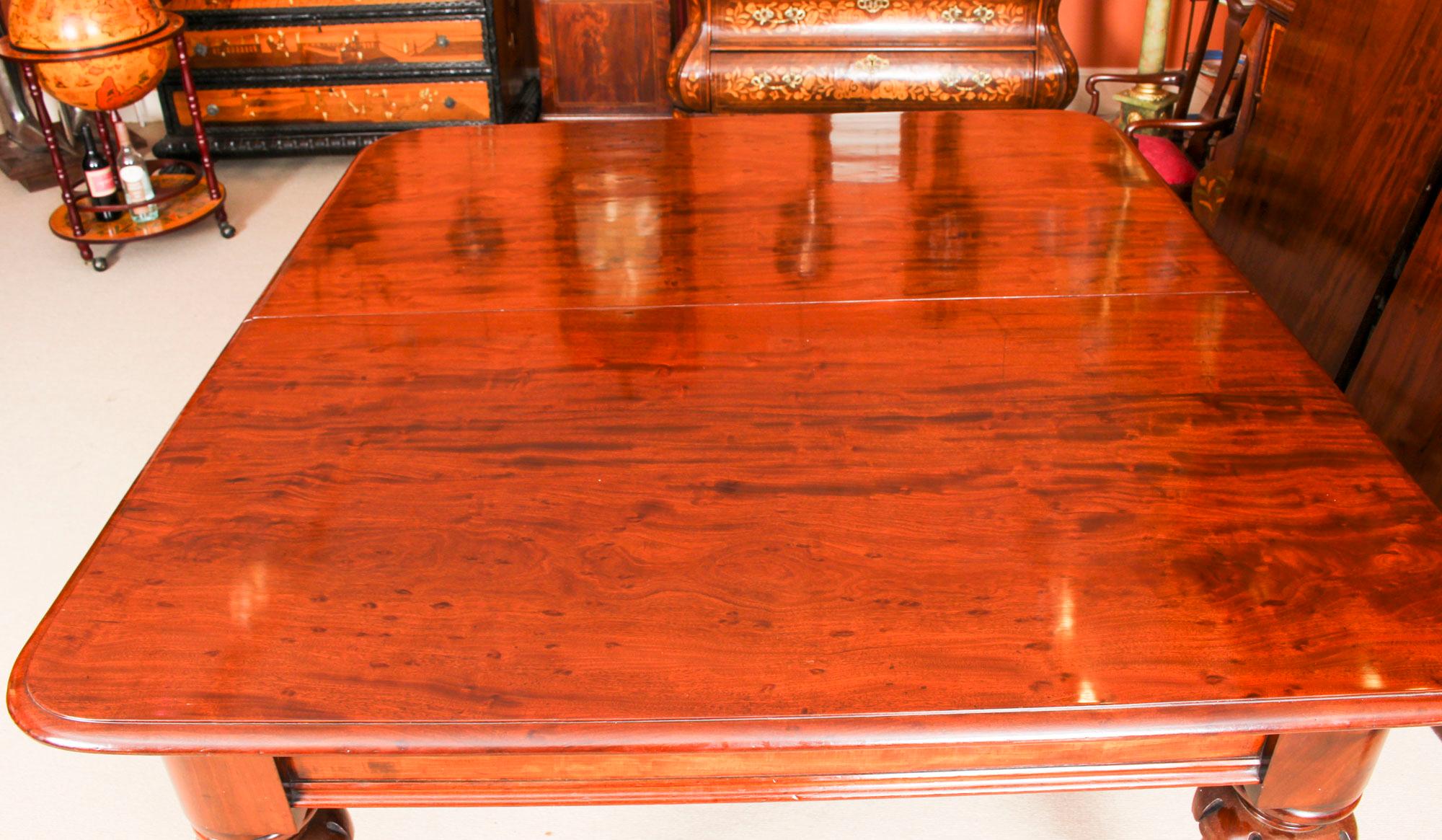 Fabric Antique William IV Mahogany Dining Table and 10 Chairs, 19th Century