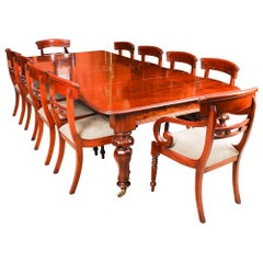 Antique William IV Mahogany Dining Table and 10 Chairs, 19th Century