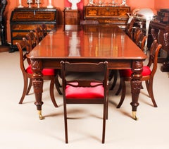 Antique William IV Mahogany Dining Table & 10 Regency Dining Chairs 19th C
