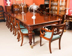 Antique William iv Mahogany Dining Table 19th C & 12 Bar Back Dining Chairs
