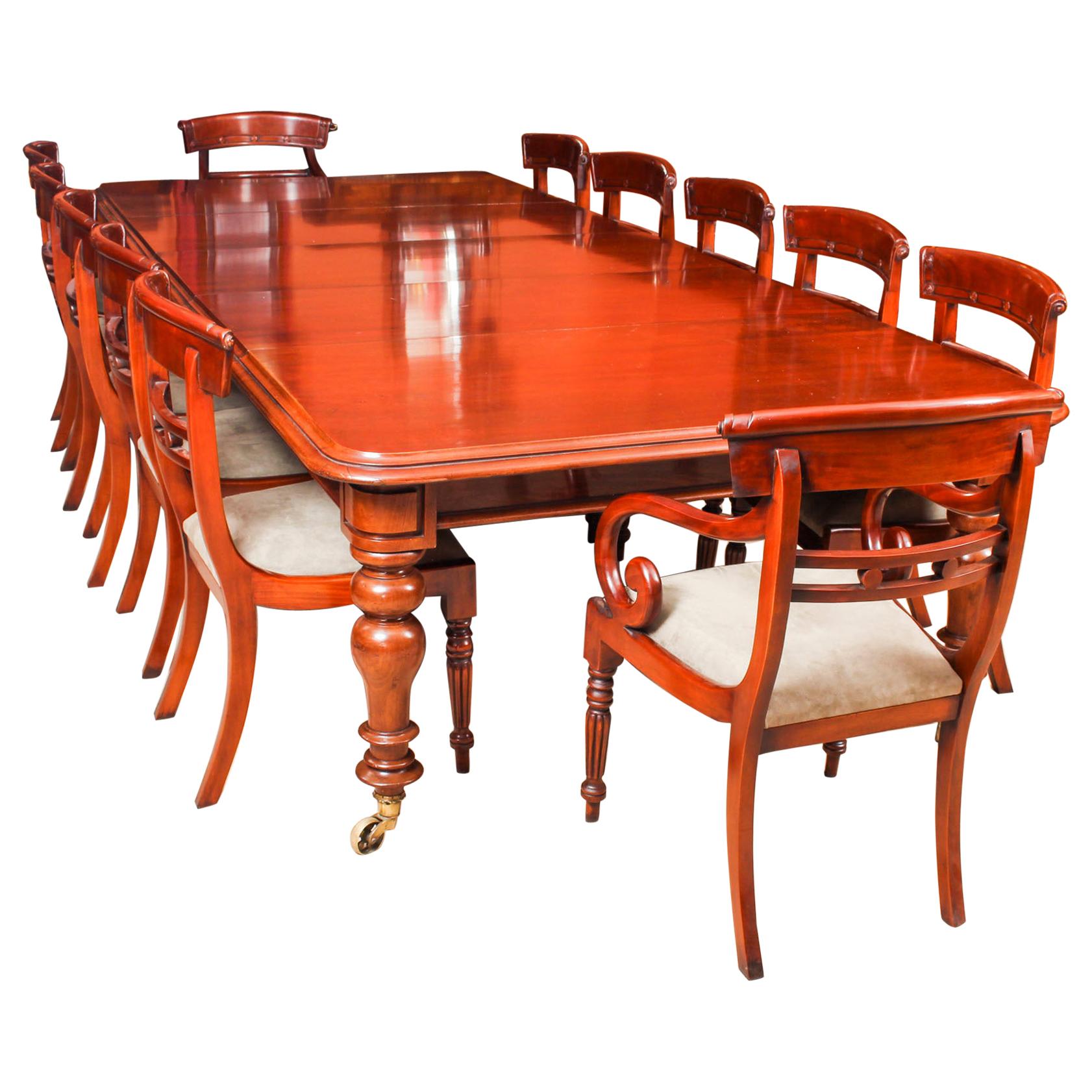 Antique William IV Mahogany Dining Table 
12 Bar Back Dining Chairs