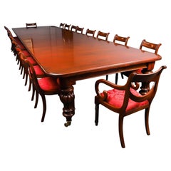 Antique William IV Mahogany Dining Table 19th Century & 18 Swag Back Chairs