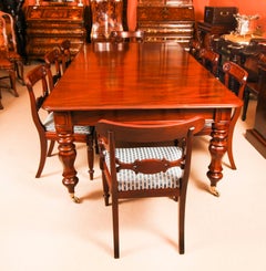 Antique William IV Mahogany Dining Table & 8 Dining Chairs 19th Century