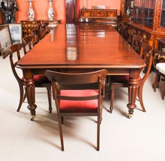 Antique William IV Mahogany Dining Table and 12 Bar Back Dining Chairs