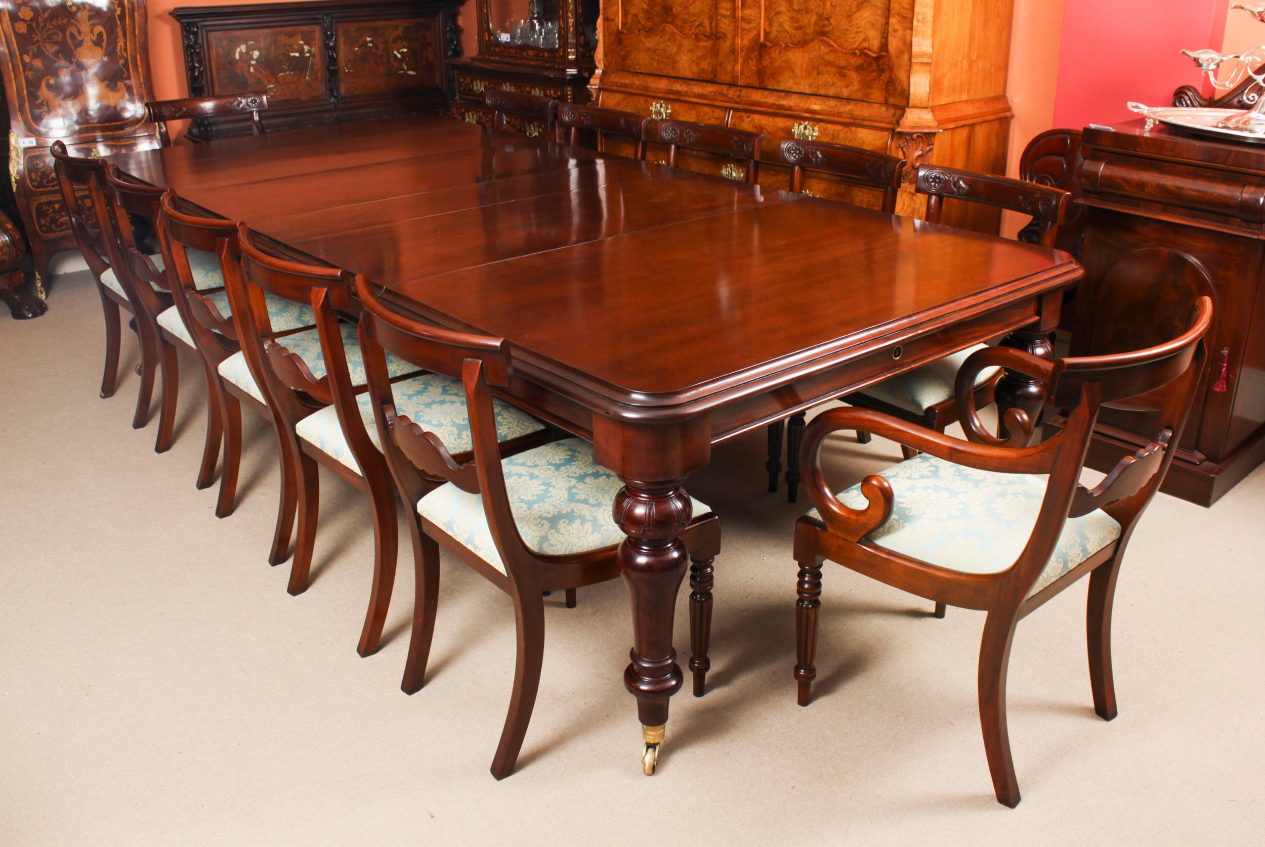 Ancienne table de salle à manger William IV en acajou C1835 &10 chaises de salle à manger à dossier bar 15
