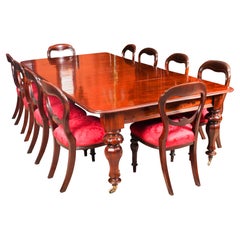 Antique William IV Mahogany Dining Table & Set 10 Chairs, 19th Century