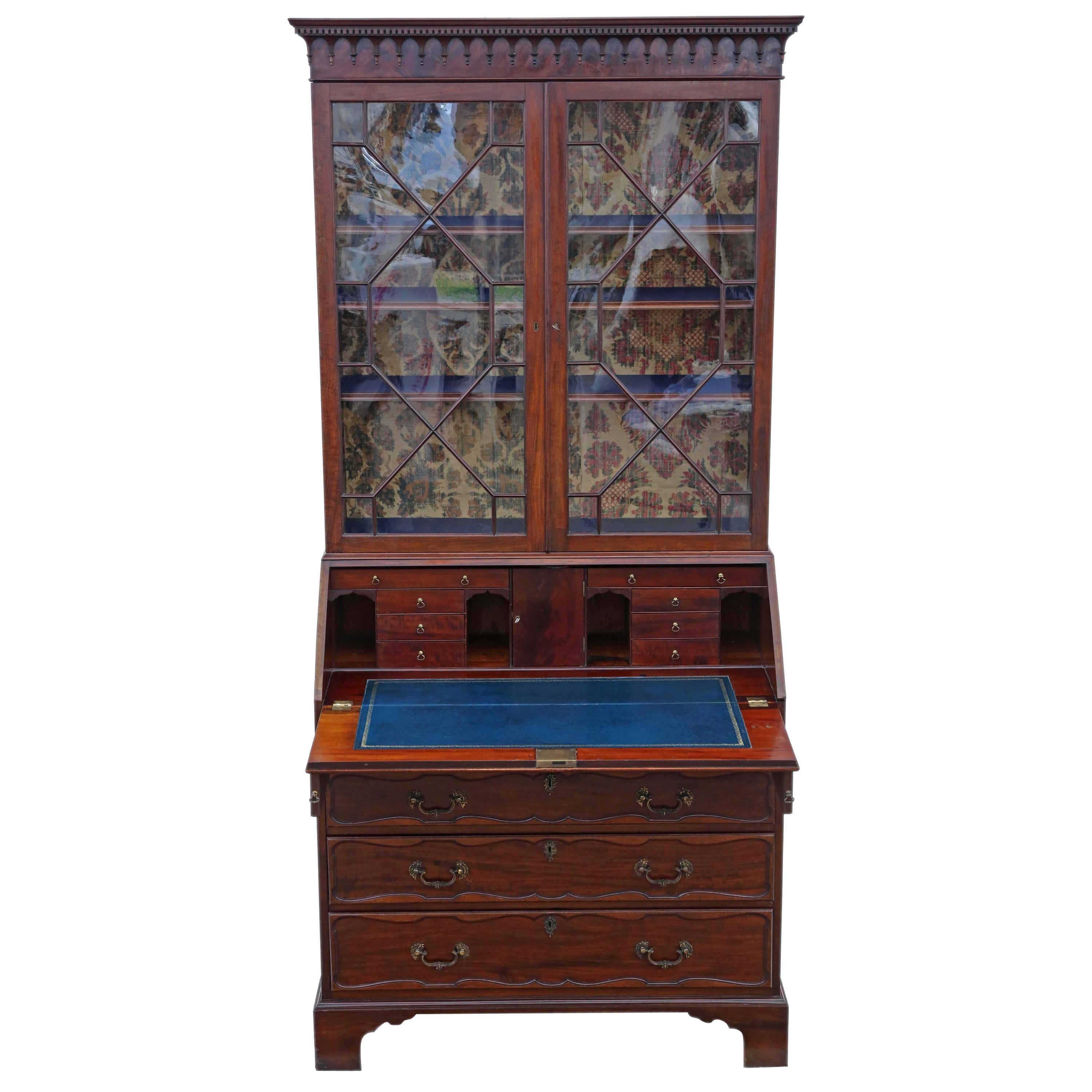 Antique William IV Mahogany Glazed Bureau Bookcase, circa 1835 For Sale