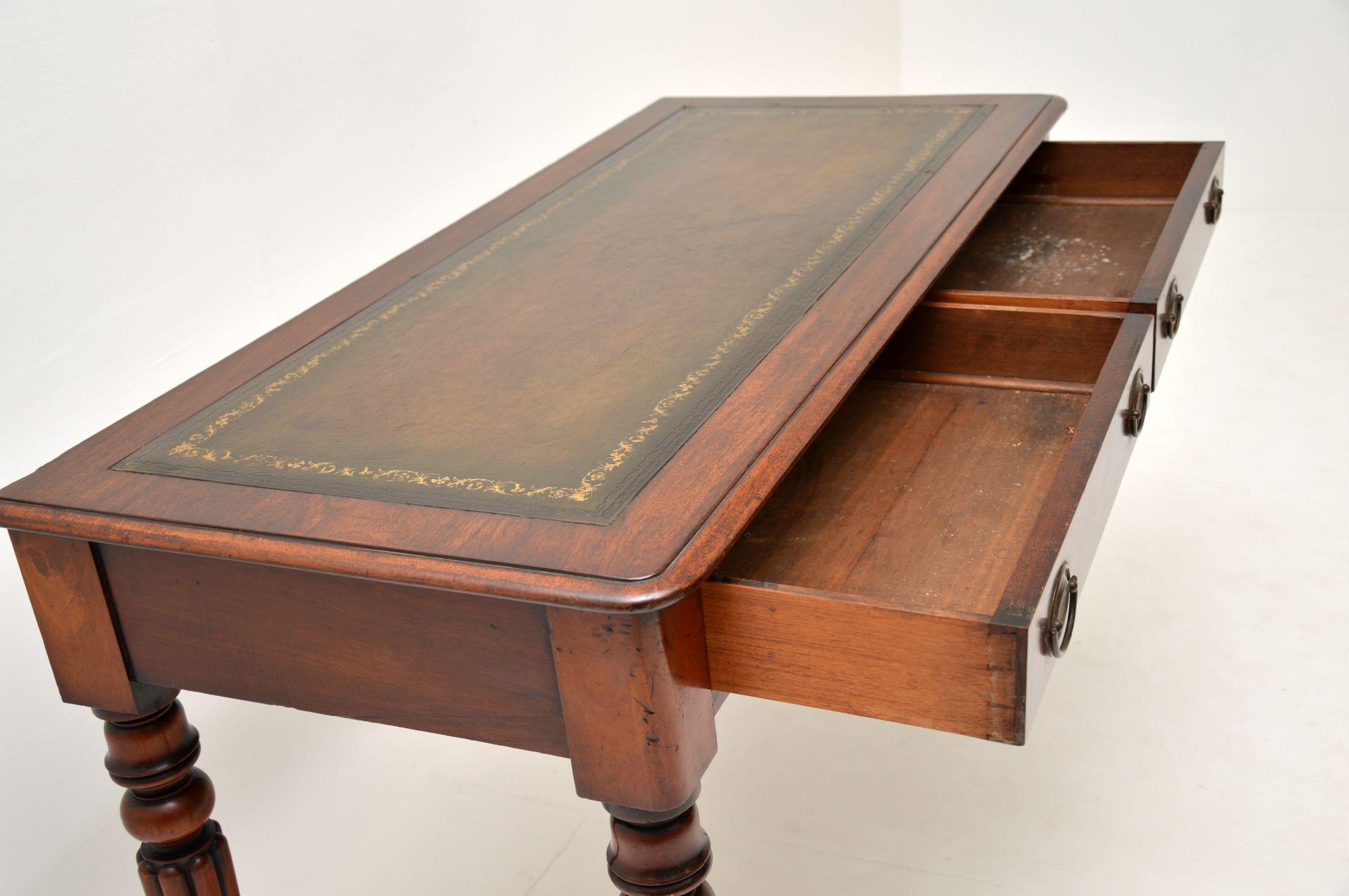 19th Century Antique William IV Mahogany Leather Top Writing Table or Desk