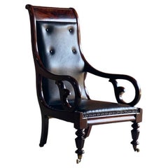 Antique William iv Mahogany Library Armchair, Circa 1835