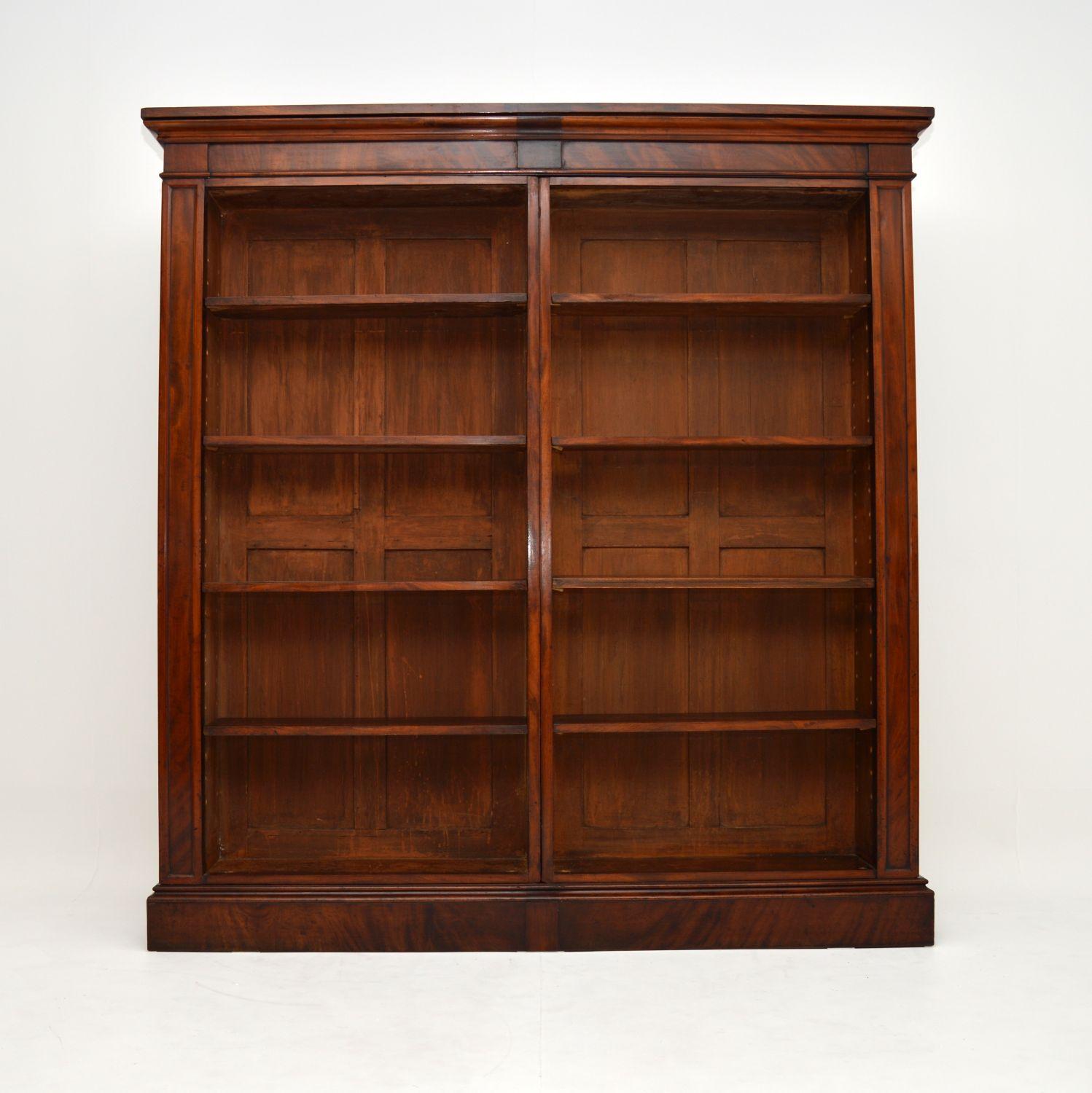 An excellent original antique William IV open bookcase in mahogany, dating from around the 1830-40’s period.

It is a great size with lots of storage space, and doesn’t stick out too far depth wise. The quality is excellent, this is nicely
