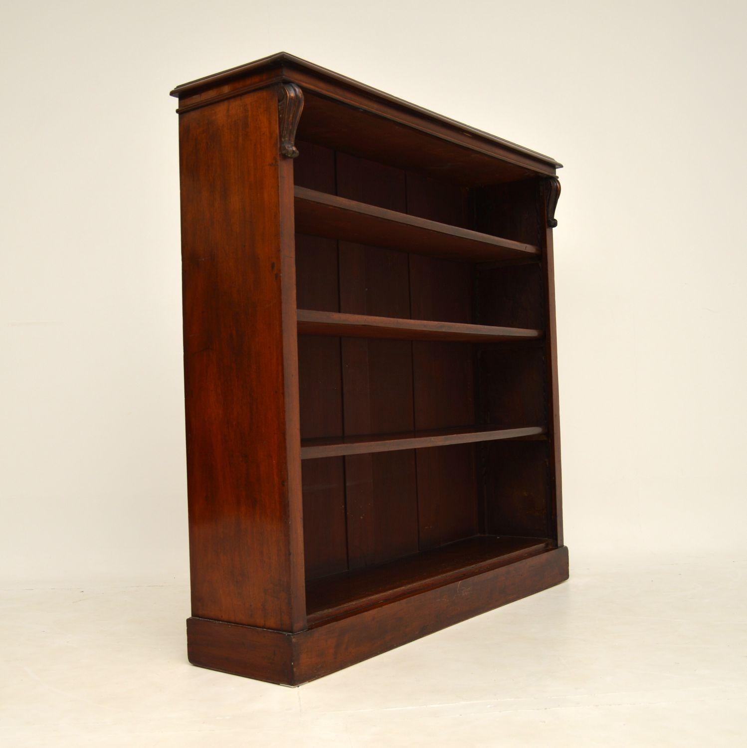 English Antique William IV Mahogany Open Bookcase