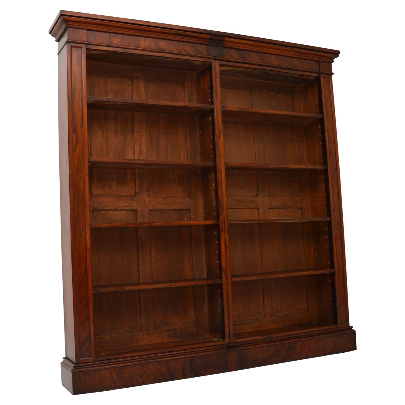 Fine English William IV Mahogany Library Bookcase with Double Arch