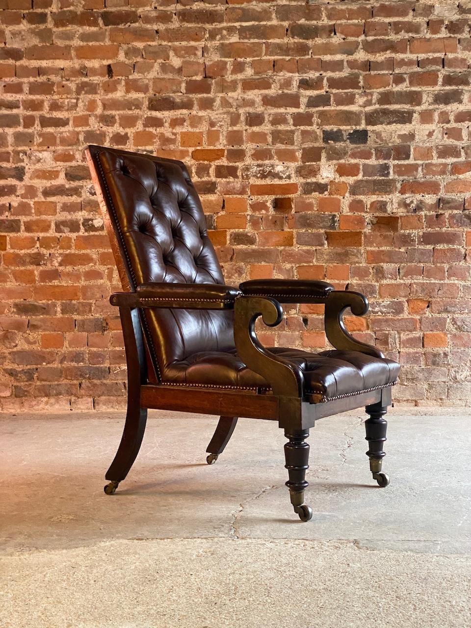 Antique William IV Mahogany Reclining Library Armchair Circa 1835 For Sale 4