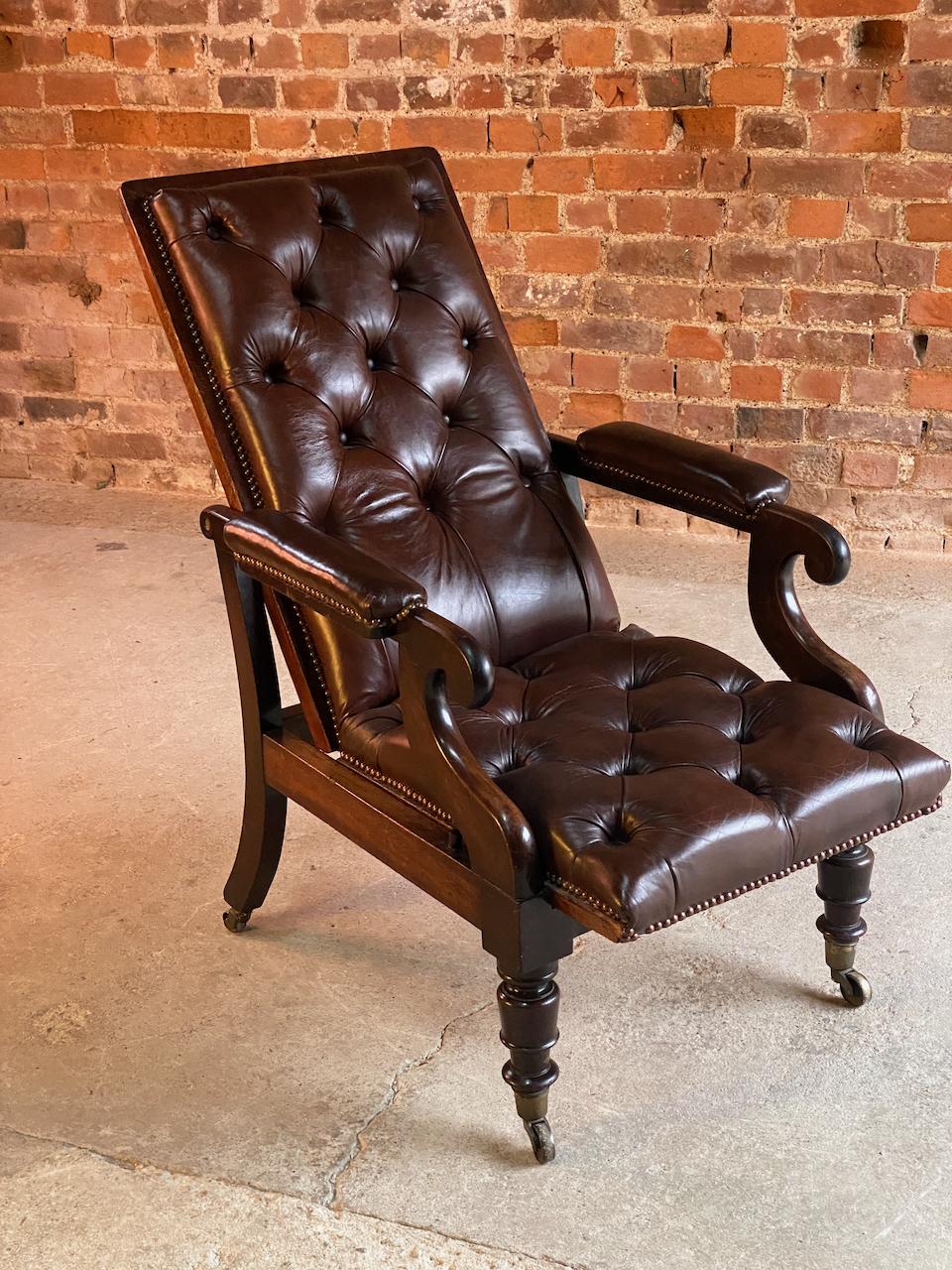 Antique William IV Mahogany Reclining Library Armchair Circa 1835 For Sale 7