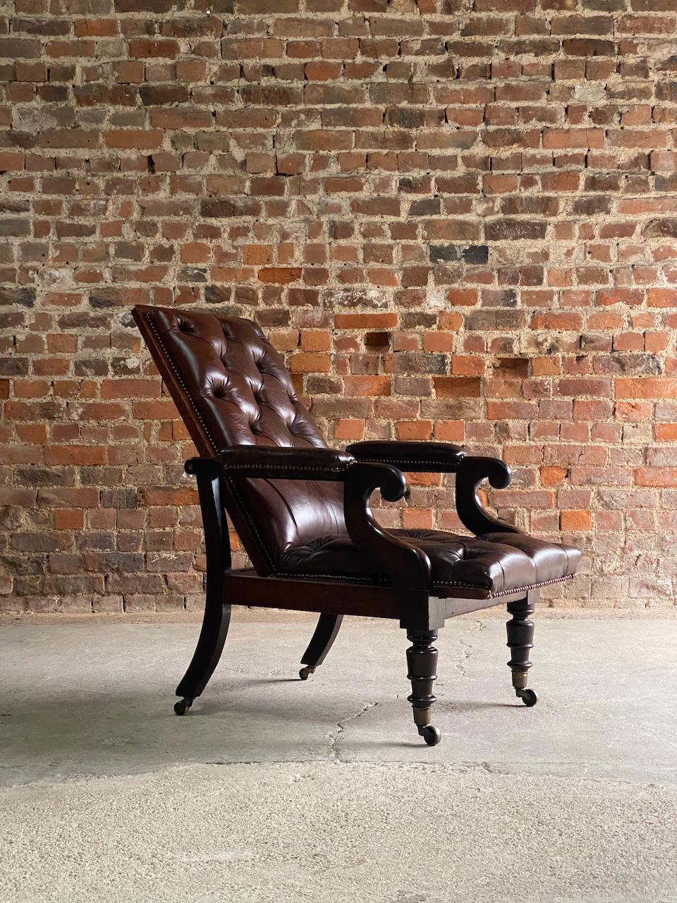 Antique William IV Mahogany Reclining Library Armchair Circa 1835 For Sale 8