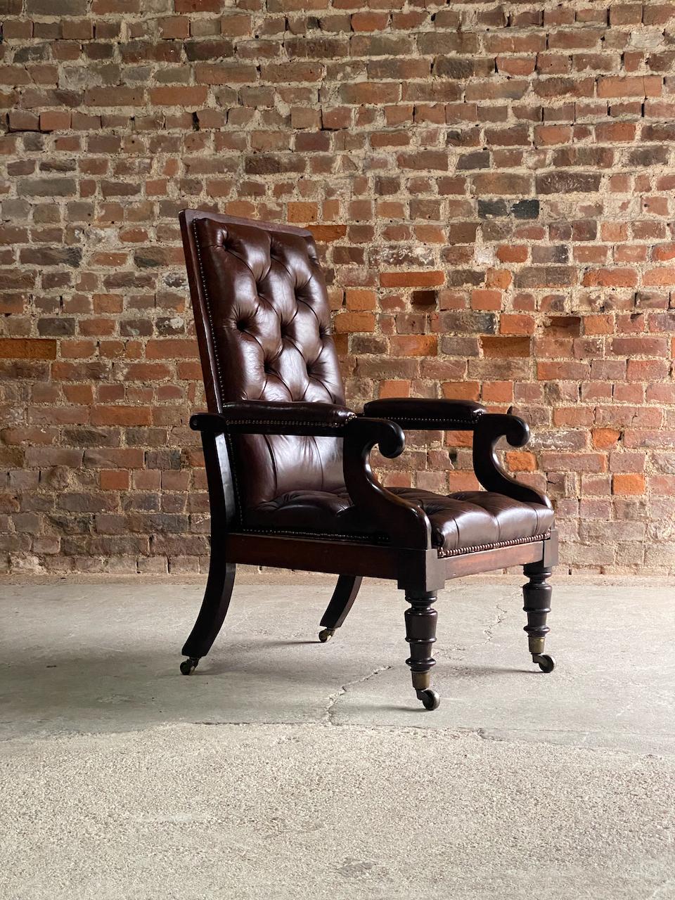 Antique William IV Mahogany Reclining Library Armchair Circa 1835 For Sale 9