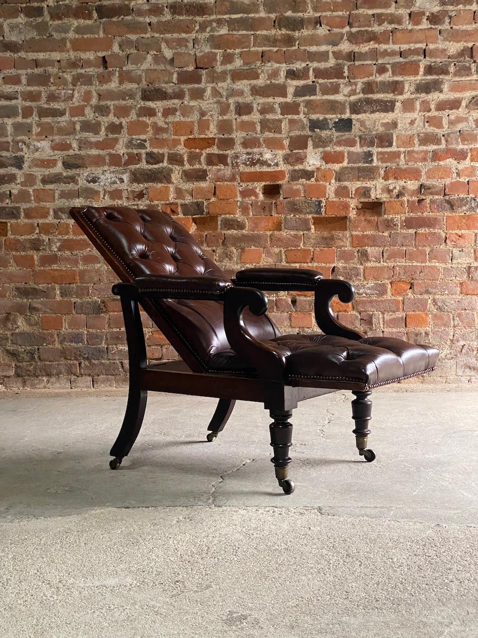 Antique William IV Mahogany Reclining Library Armchair Circa 1835 For Sale 10