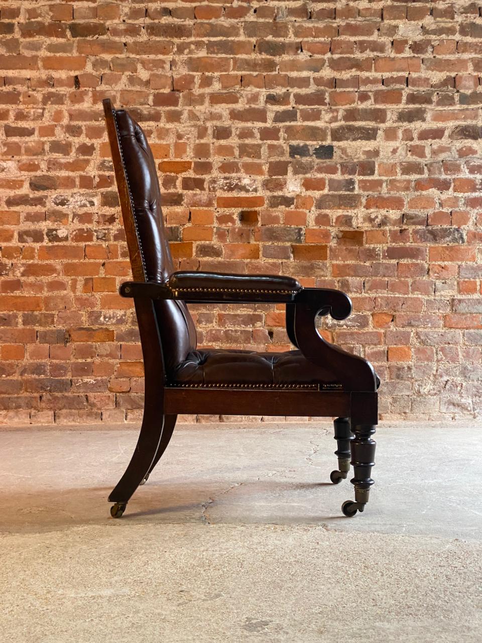 Antique William IV Mahogany Reclining Library Armchair Circa 1835 For Sale 1