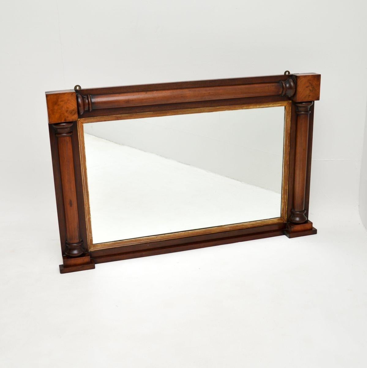 A gorgeous original antique William IV over mantle mirror. This was made in England, it dates from around the 1830-1840’s.

It is beautifully made, with a very thick and finely constructed frame. The wsood has a stunning colour and wonderful grain