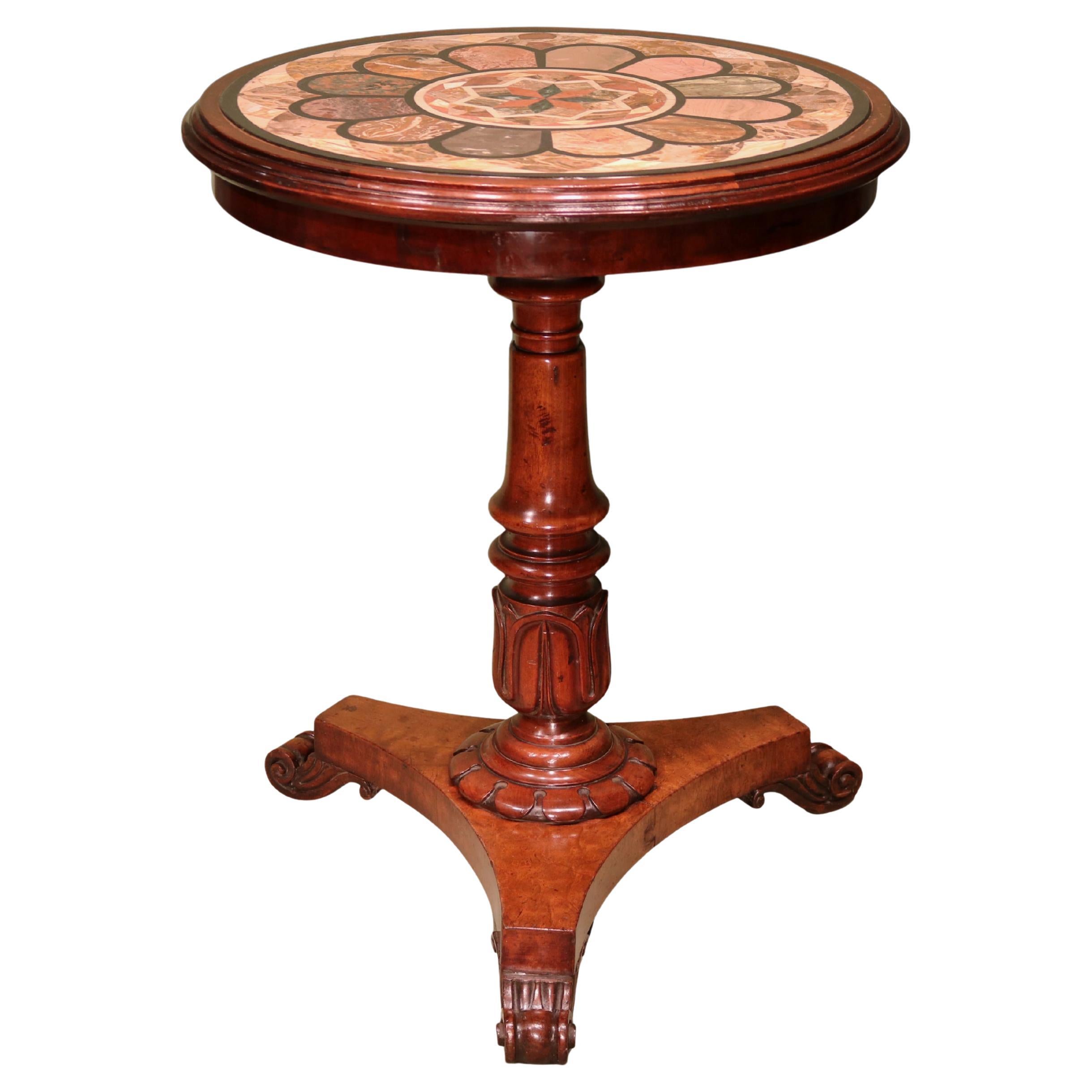 Antique William IV period mahogany occasional table with a speciman marble top in vendita