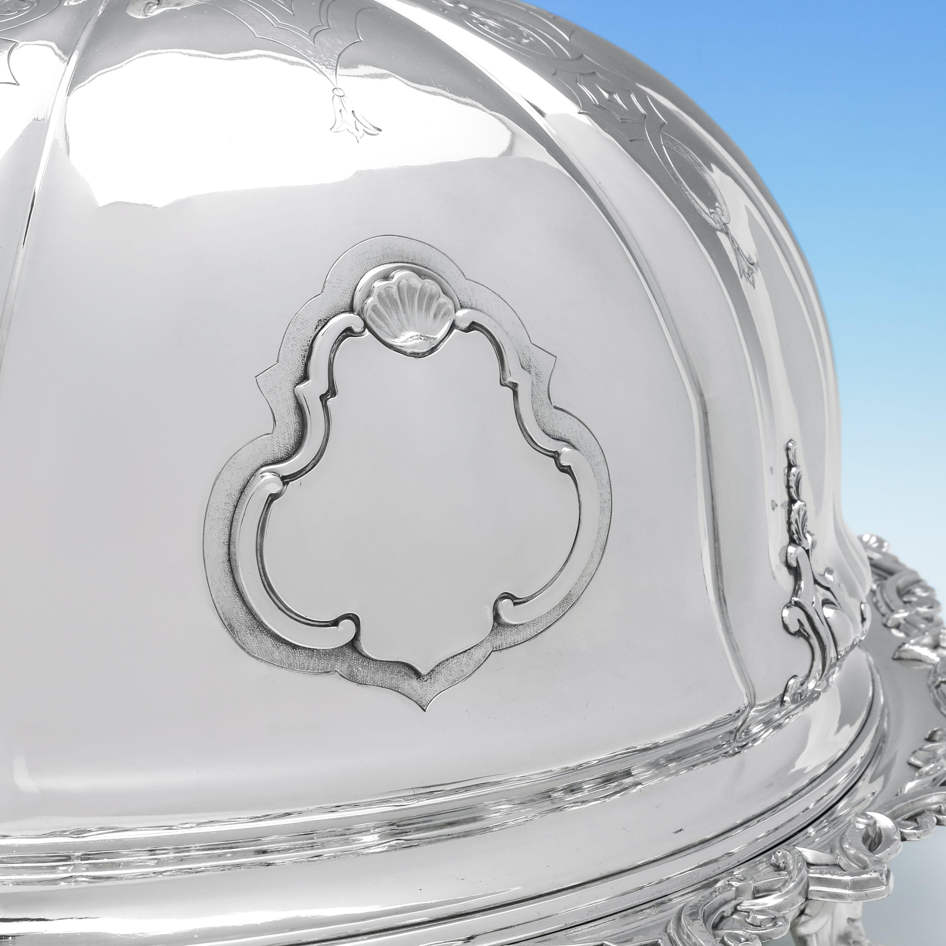 Plaqué Sheffield Ancien plat à viande et couvercle d'époque William IV, fabriqué vers 1830 à Sheffield en vente