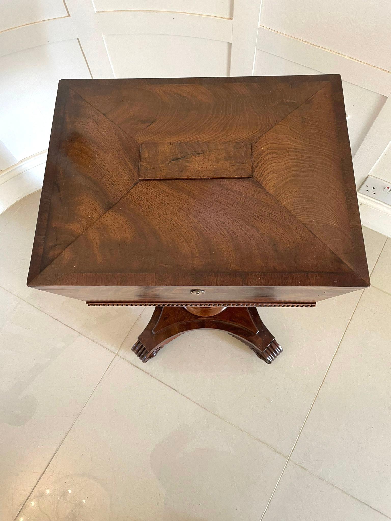 Antique William IV Quality Figured Mahogany Work Box For Sale 1