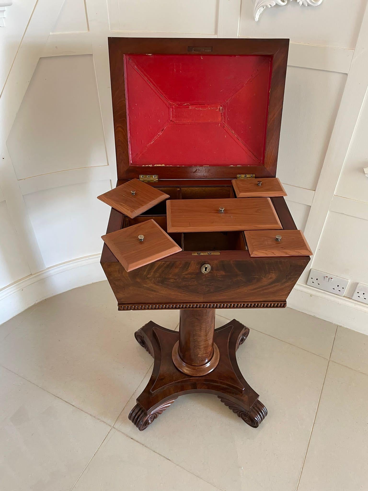Antique William IV Quality Figured Mahogany Work Box For Sale 3
