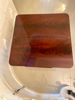Antique William IV Quality Figured Mahogany Fold Over Tea Table