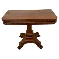 Antique William IV Quality Figured Mahogany Fold Over Tea Table