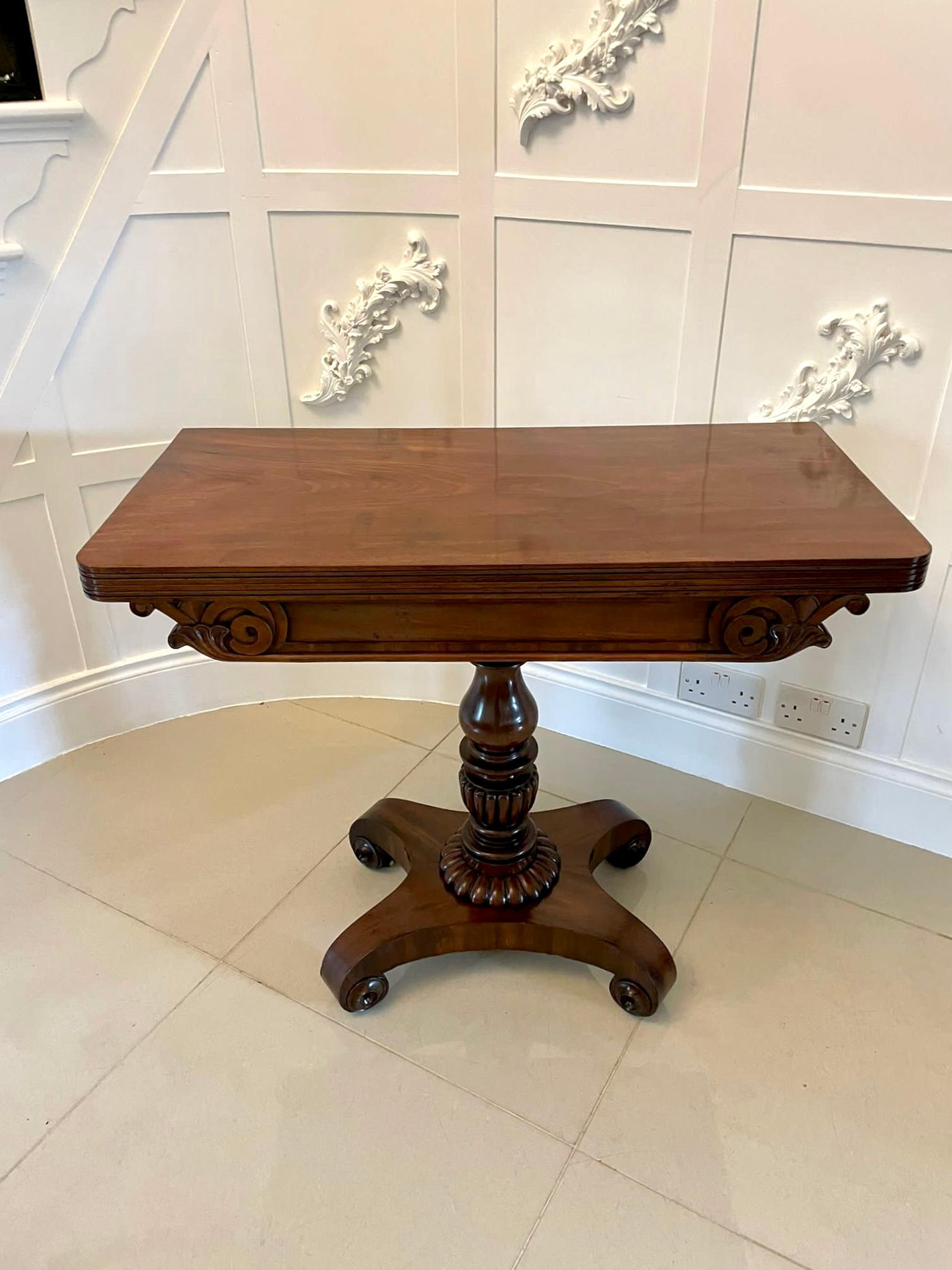 English Antique William IV Quality Figured Mahogany Tea Table For Sale